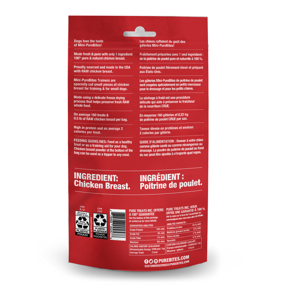 PureBites Mini-PureBites Trainers Freeze-Dried Chicken Breast Dog Treats – 60 g (2.1 oz) – official PureBites image 2