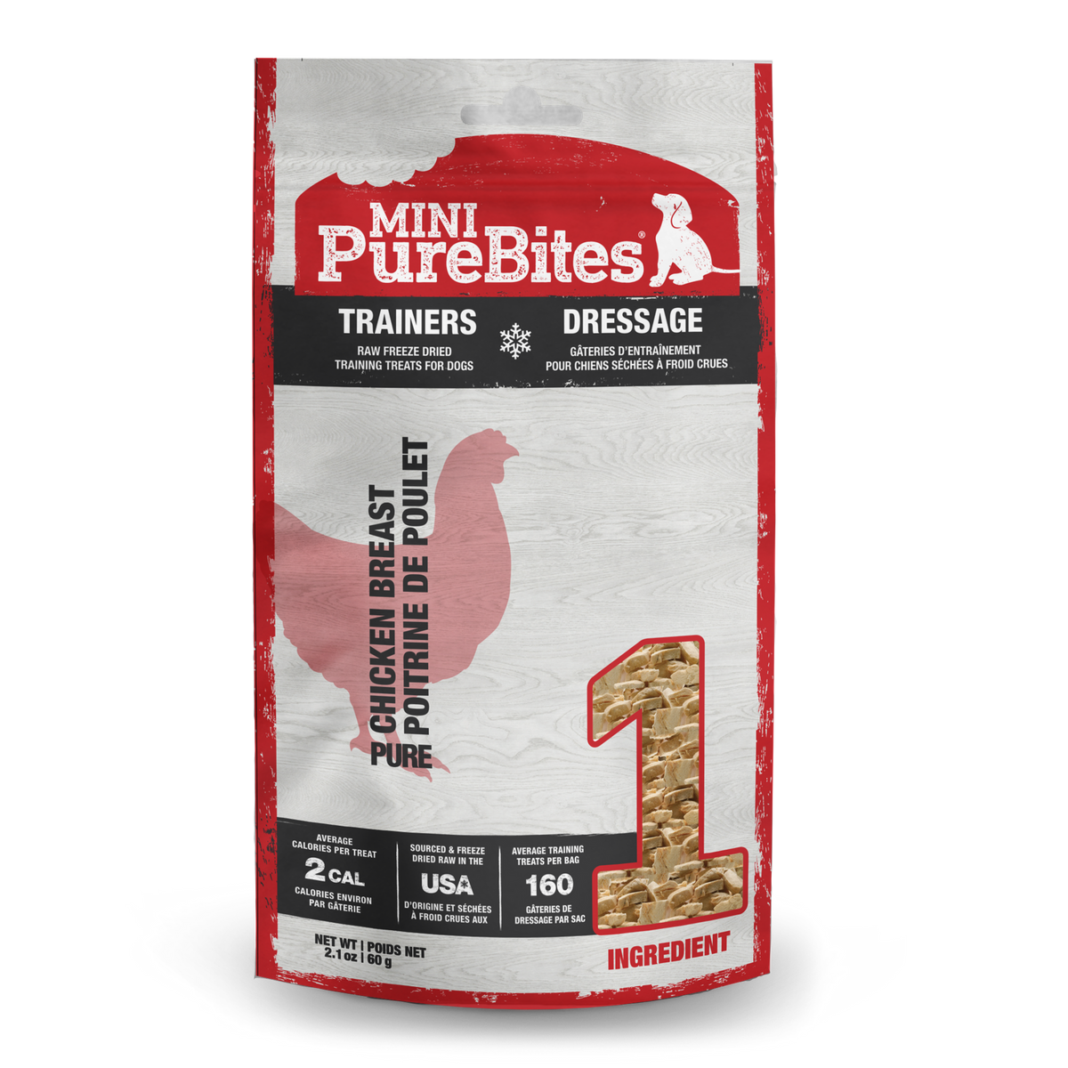 PureBites Mini-PureBites Trainers Freeze-Dried Chicken Breast Dog Treats – 60 g (2.1 oz) – official PureBites image 1